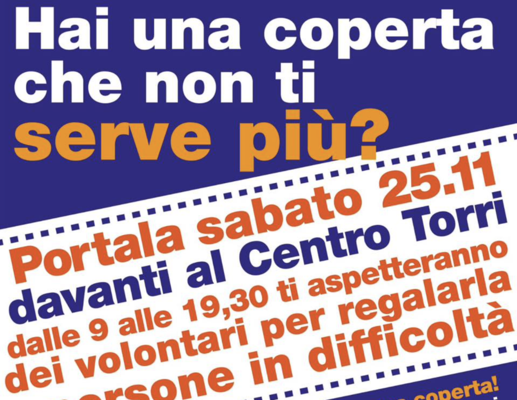 Il 25 novembre raccolta coperte al Centro Torri!