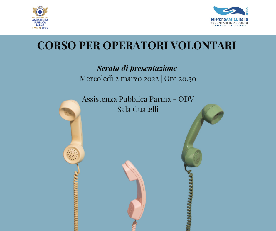Serata di presentazione del corso per operatori volontari Telefono Amico Parma